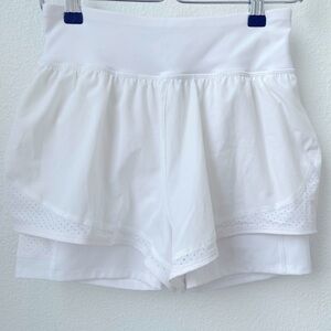 NWOT Spanx Get Moving Double Layer Shorts Size S White Back Zip Pocket Lined